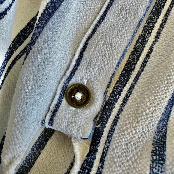 NAVY/WHITE BELL SLEEVE / OFF THE SHOULDER / BLOUSE - Picture 5 of 11